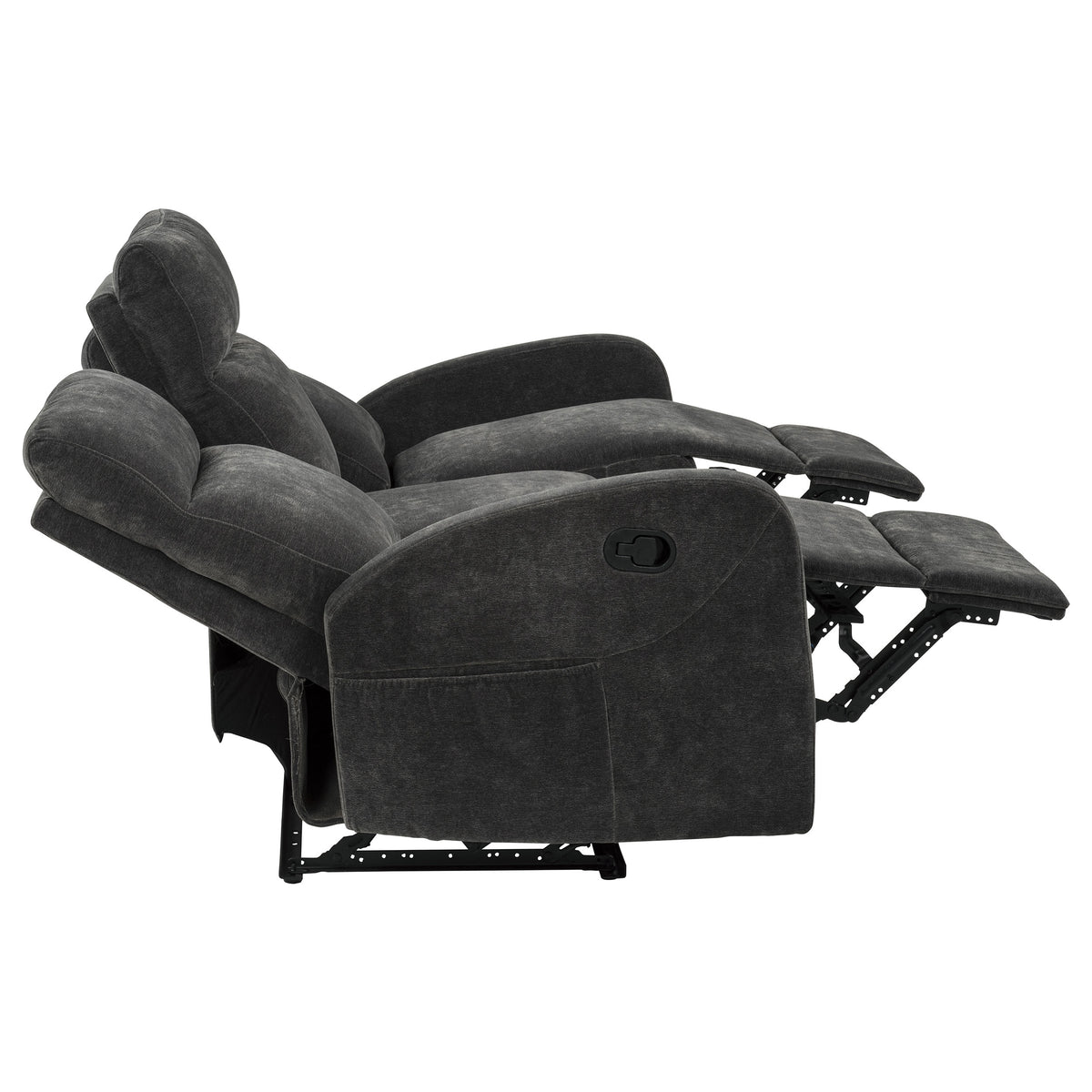 Hamilton 2-piece Chenille Manual Reclining Sofa Set - Charcoal Grey