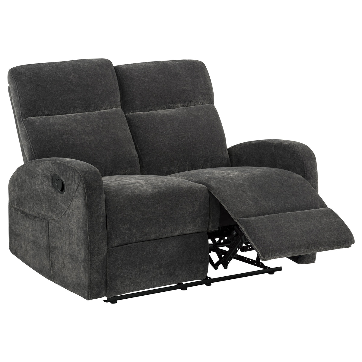 Hamilton Chenille Manual Reclining Loveseat - Charcoal Grey