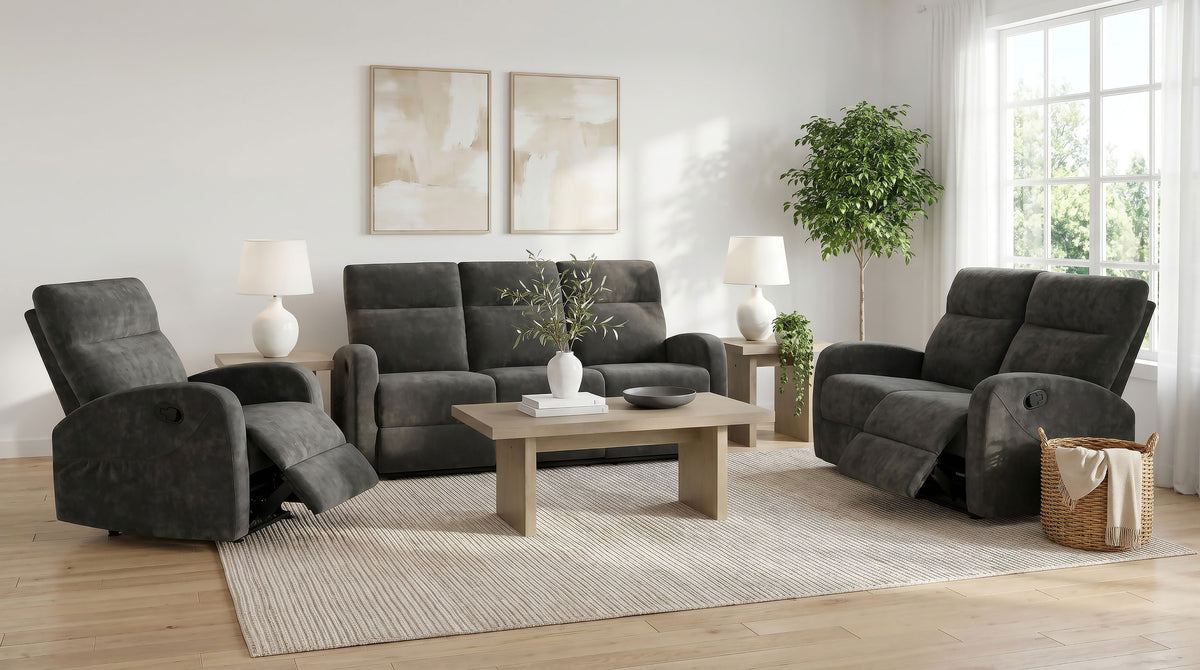 Hamilton Chenille Manual Reclining Loveseat - Charcoal Grey