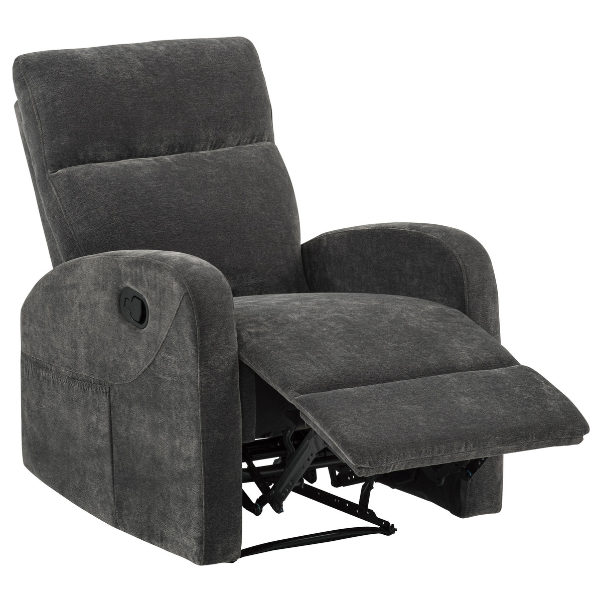 Hamilton Chenille Manual Recliner - Charcoal Grey