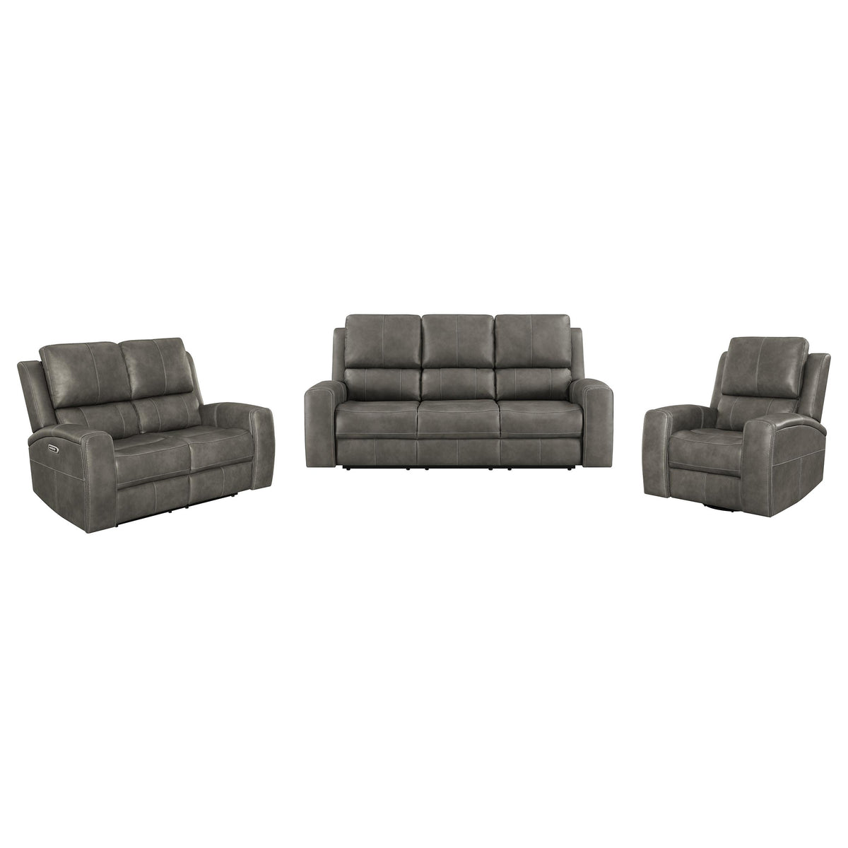 Brickston 3-piece Triple Power Reclining Sofa Set - Charcoal