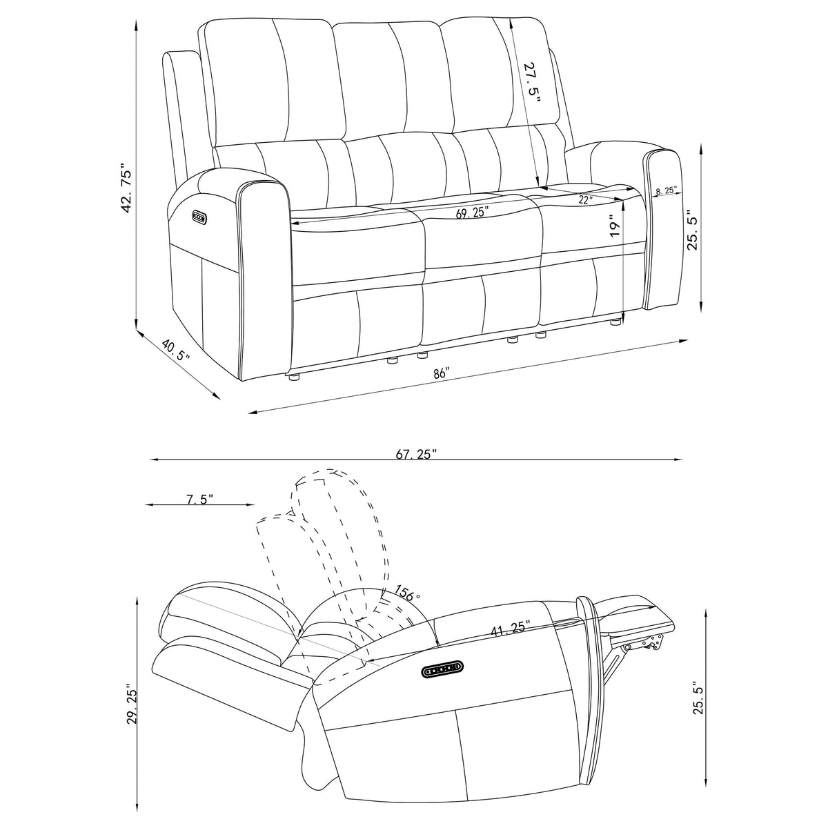 Brickston 3-piece Triple Power Reclining Sofa Set - Charcoal