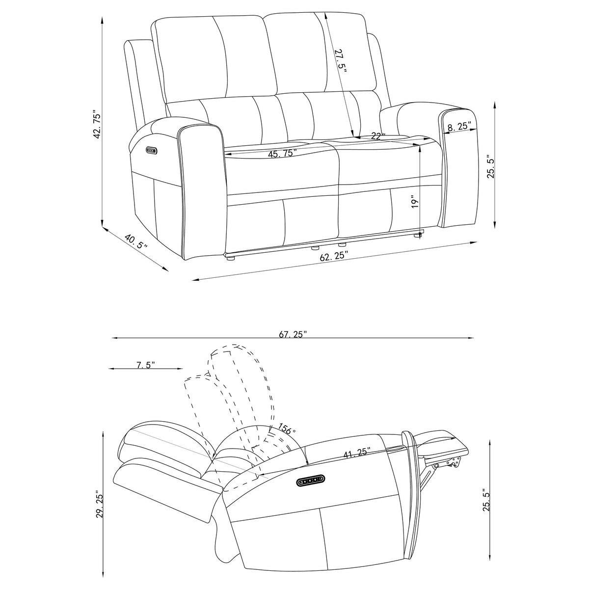 Brickston 3-piece Triple Power Reclining Sofa Set - Charcoal