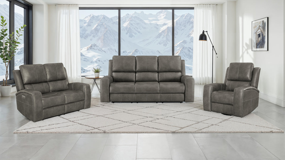 Brickston Triple Power Reclining Loveseat - Charcoal