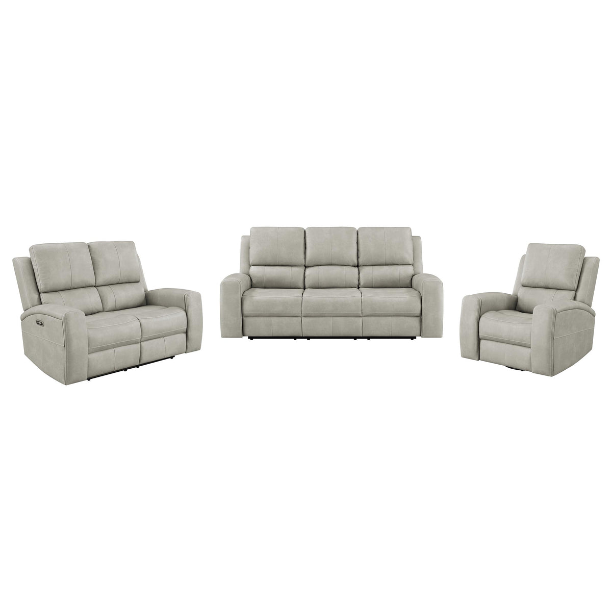 Brickston 3-piece Triple Power Reclining Sofa Set - Mushroom