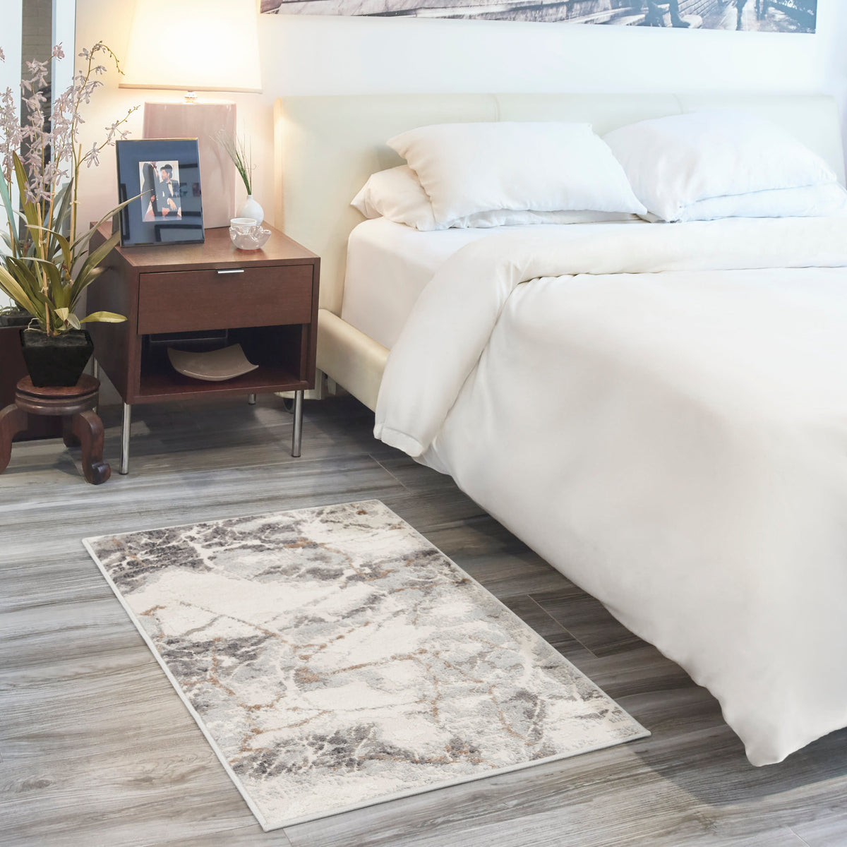 Elation ETN13 Ivory Grey Rug - room scene