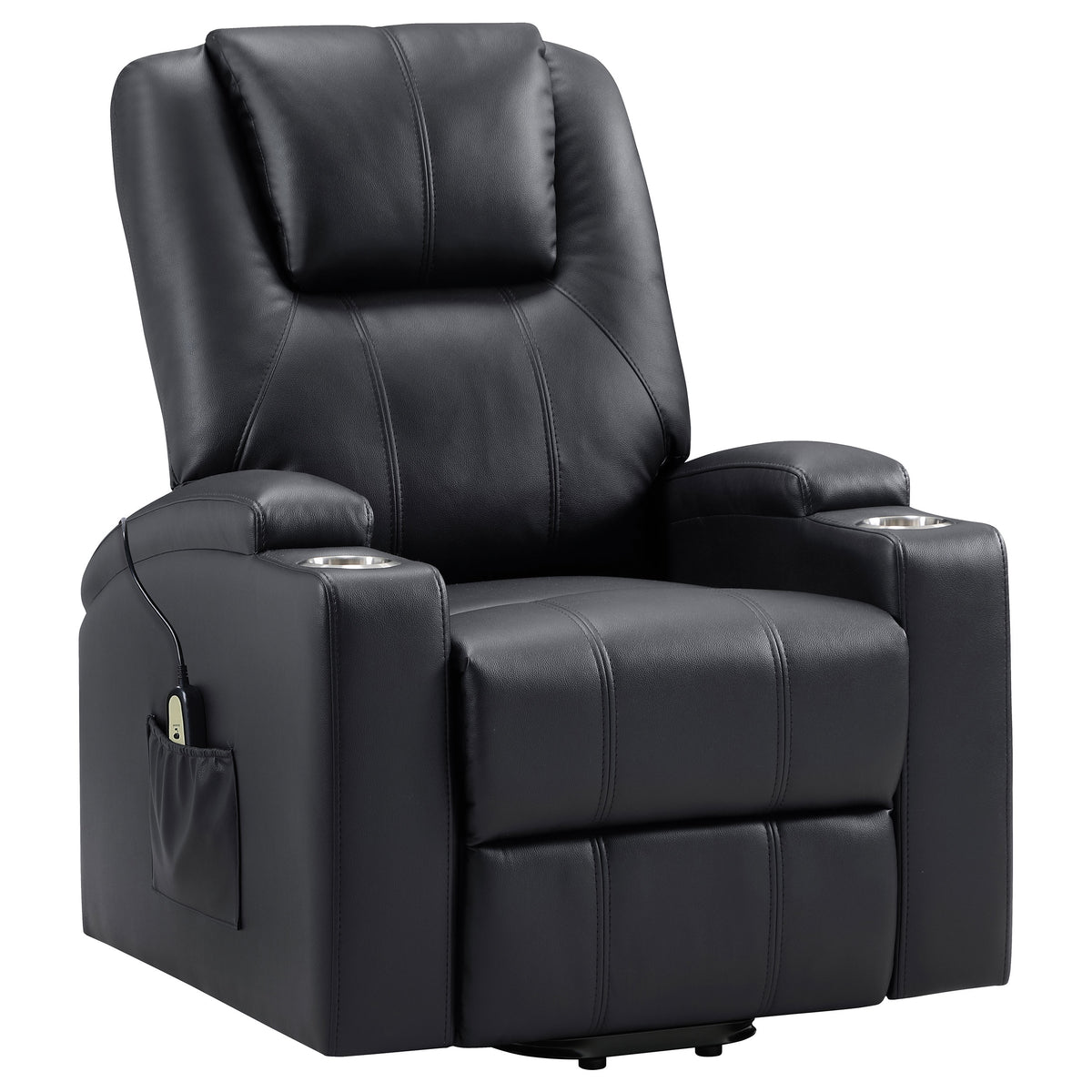 Armstrong Channel-Stitched Faux Leather Power Lift Massage Recliner - Espresso