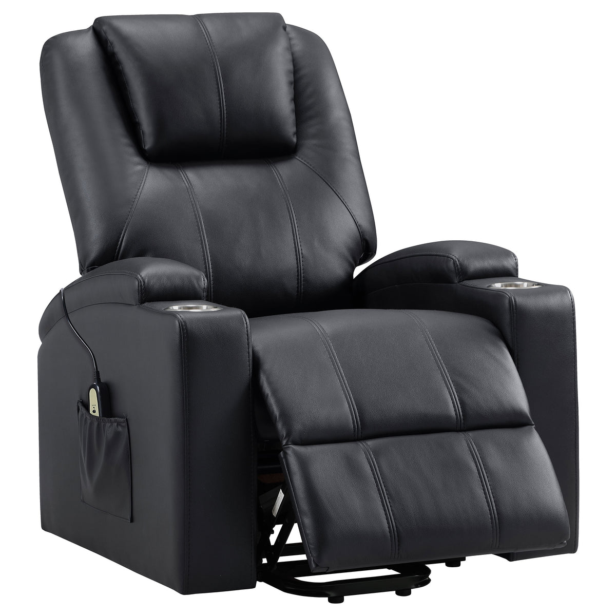 Armstrong Channel-Stitched Faux Leather Power Lift Massage Recliner - Espresso