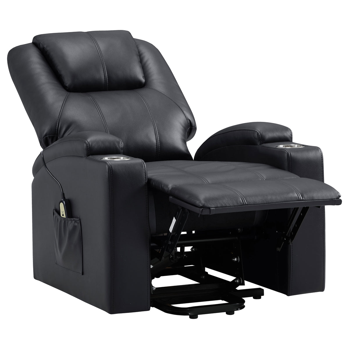 Armstrong Channel-Stitched Faux Leather Power Lift Massage Recliner - Espresso