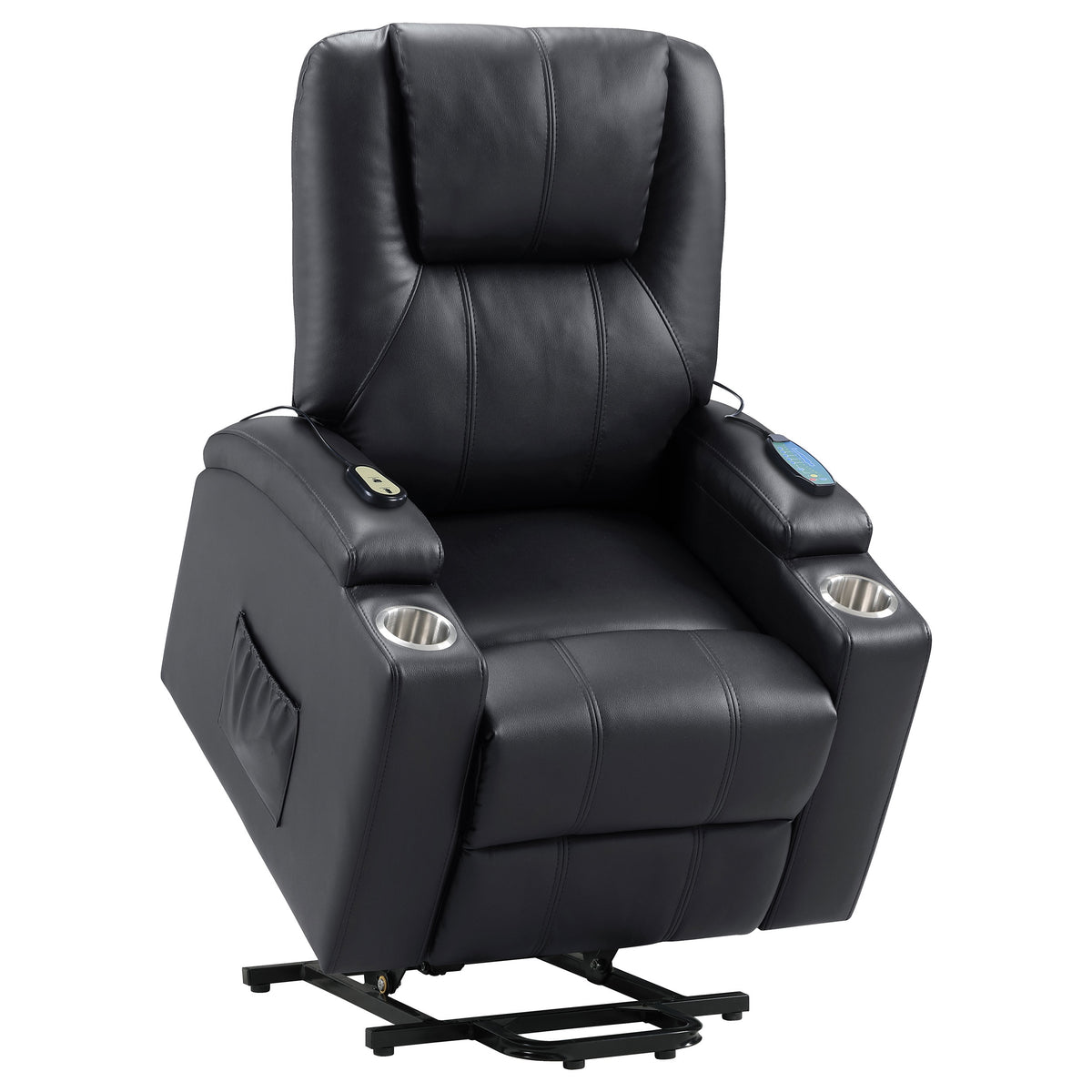 Armstrong Channel-Stitched Faux Leather Power Lift Massage Recliner - Espresso