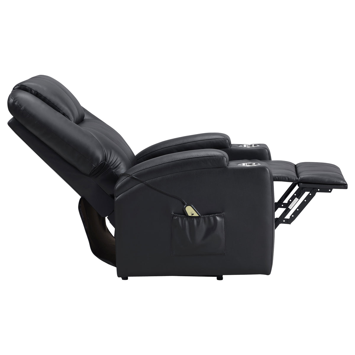Armstrong Channel-Stitched Faux Leather Power Lift Massage Recliner - Espresso
