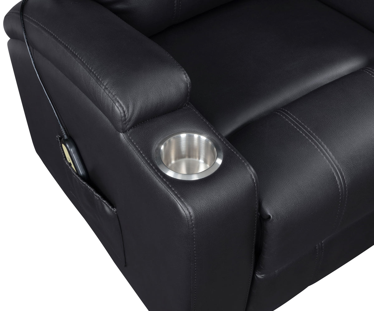 Armstrong Channel-Stitched Faux Leather Power Lift Massage Recliner - Espresso
