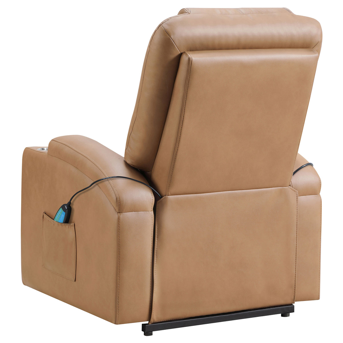 Armstrong Channel-Stitched Faux Leather Power Lift Massage Recliner - Camel