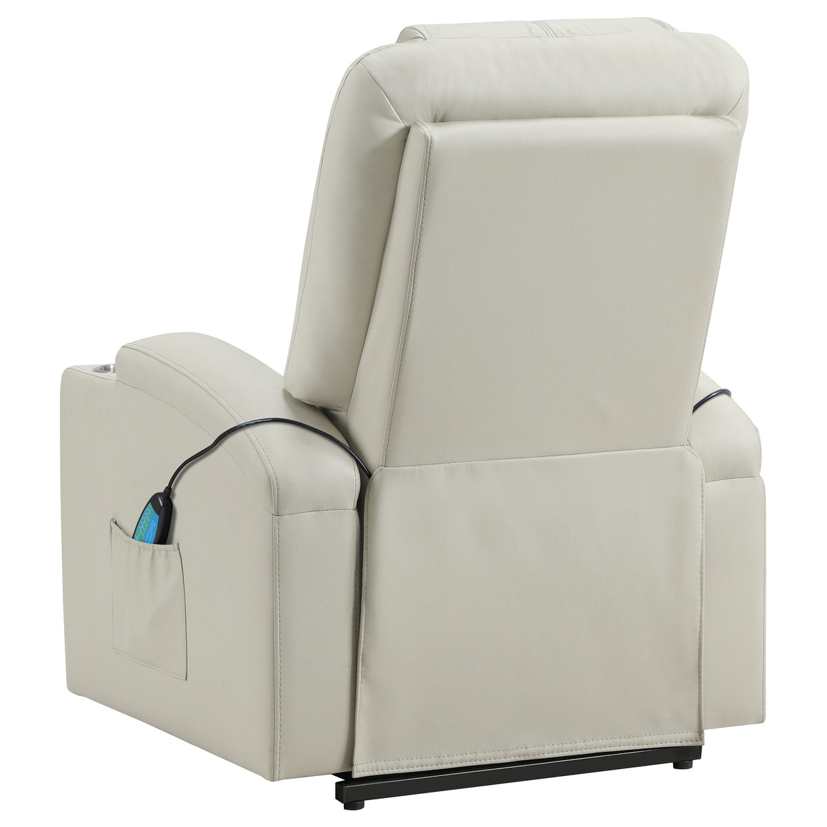 Armstrong Channel-Stitched Faux Leather Power Lift Massage Recliner - Ivory