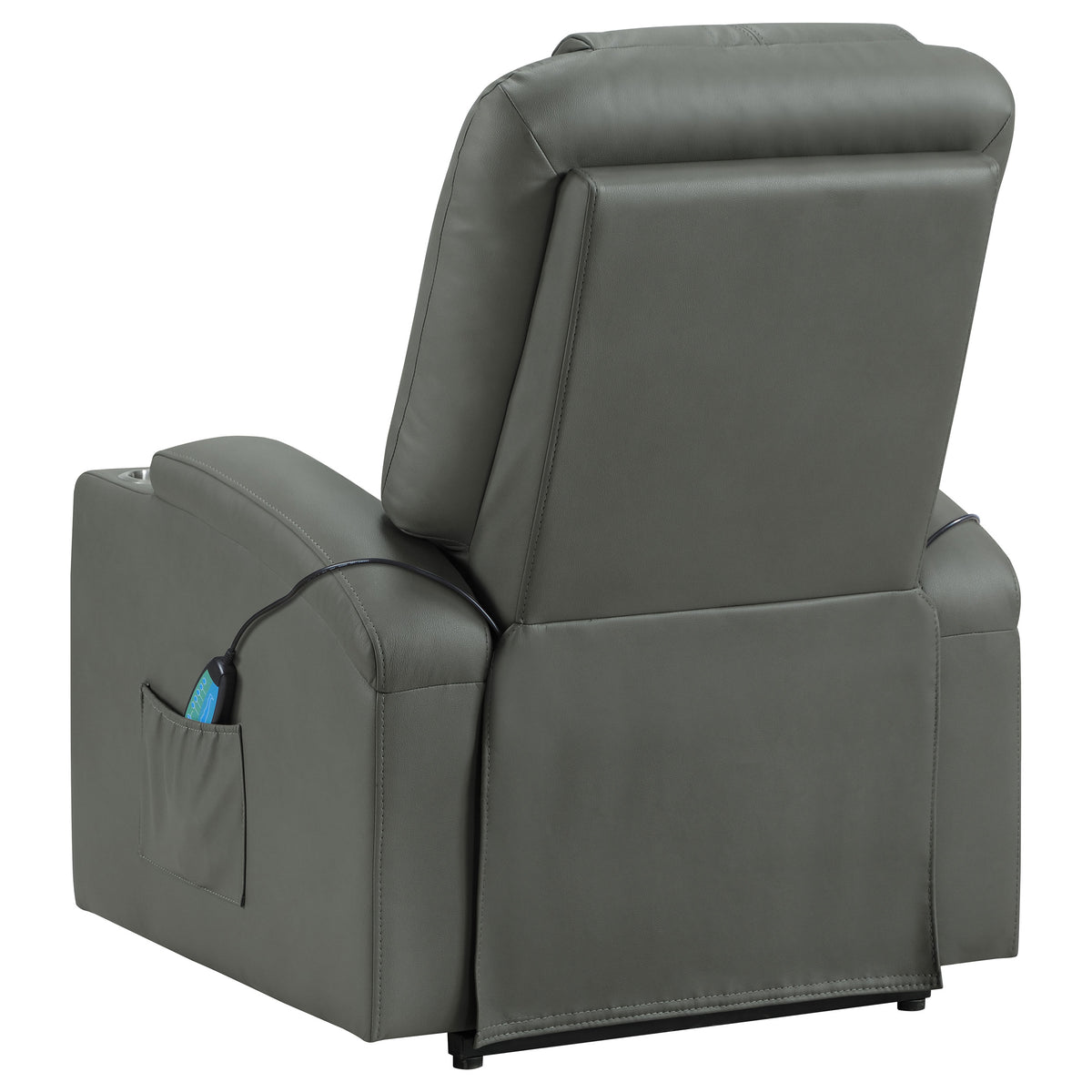 Armstrong Channel-Stitched Faux Leather Power Lift Massage Recliner - Grey