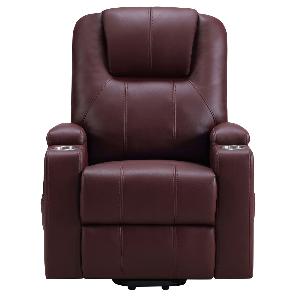 Armstrong Channel-Stitched Faux Leather Power Lift Massage Recliner - Wine