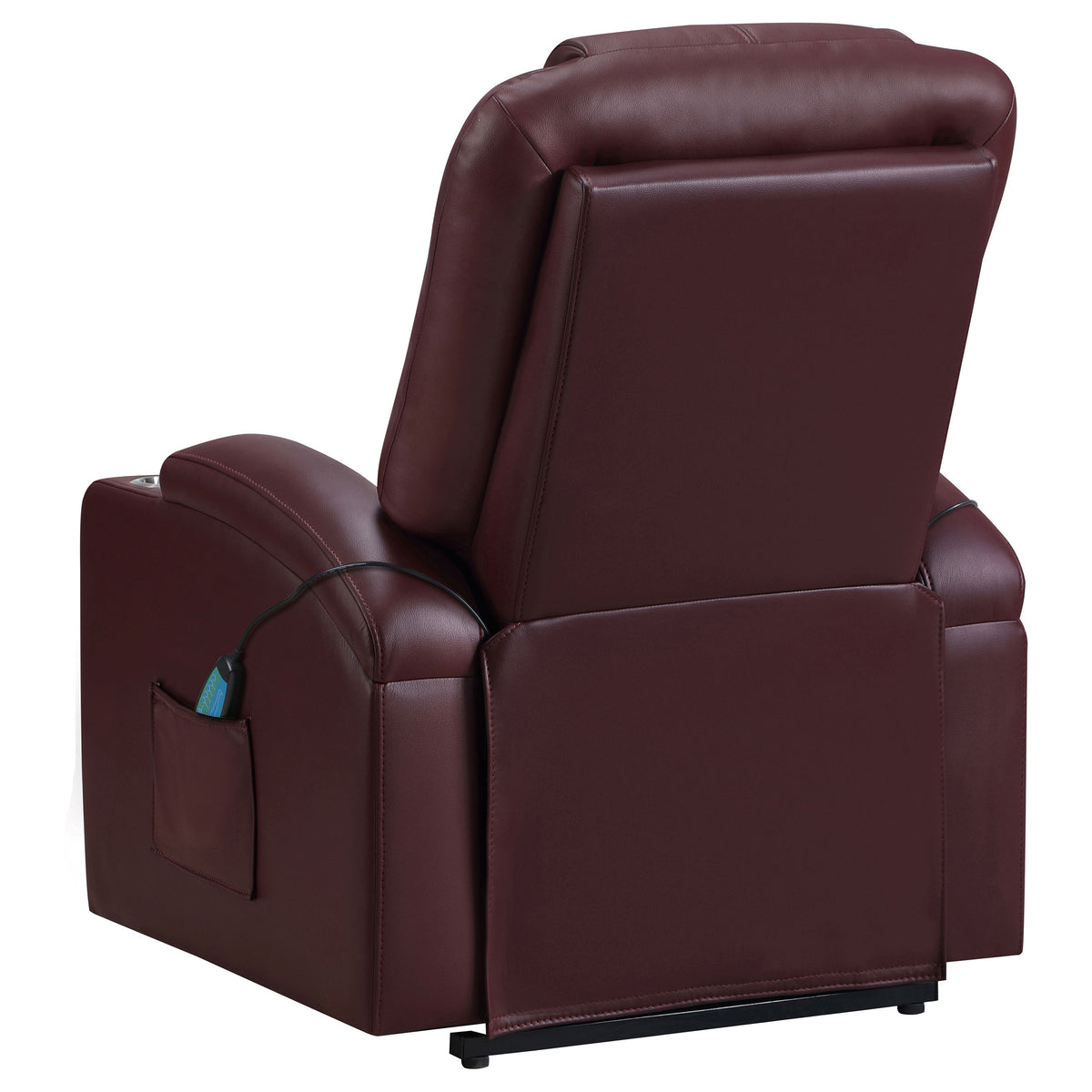 Armstrong Channel-Stitched Faux Leather Power Lift Massage Recliner - Wine