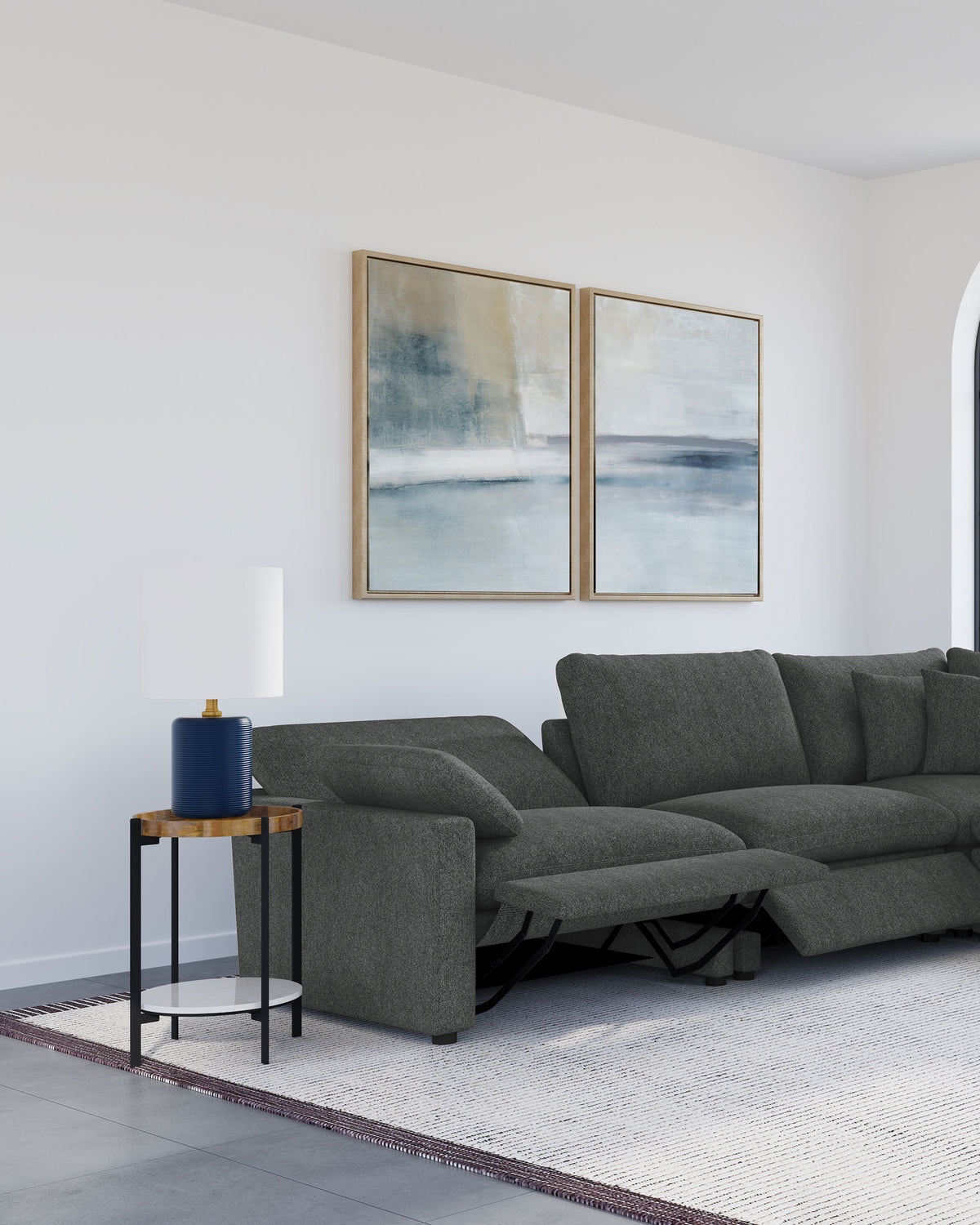 Collins Modular Power Recliner - Dark Grey, Right Arm Facing