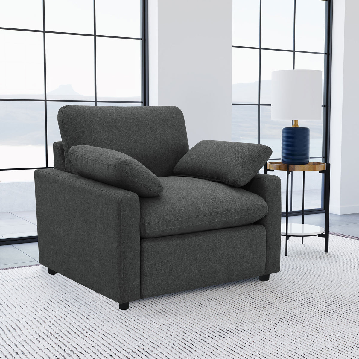 Collins Upholstered Power Recliner Chair - Dark Grey