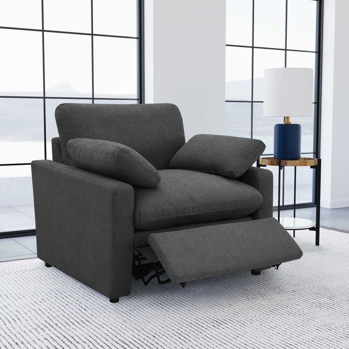 Collins Upholstered Power Recliner Chair - Dark Grey