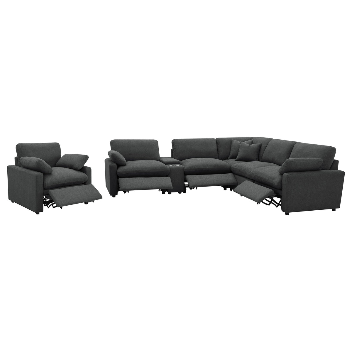 Collins Upholstered Power Recliner Chair - Dark Grey