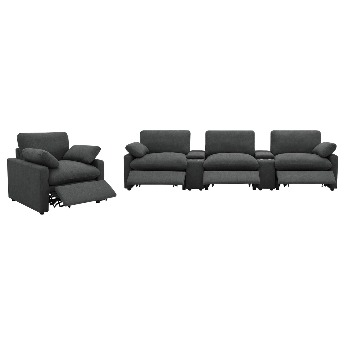Collins Upholstered Power Recliner Chair - Dark Grey