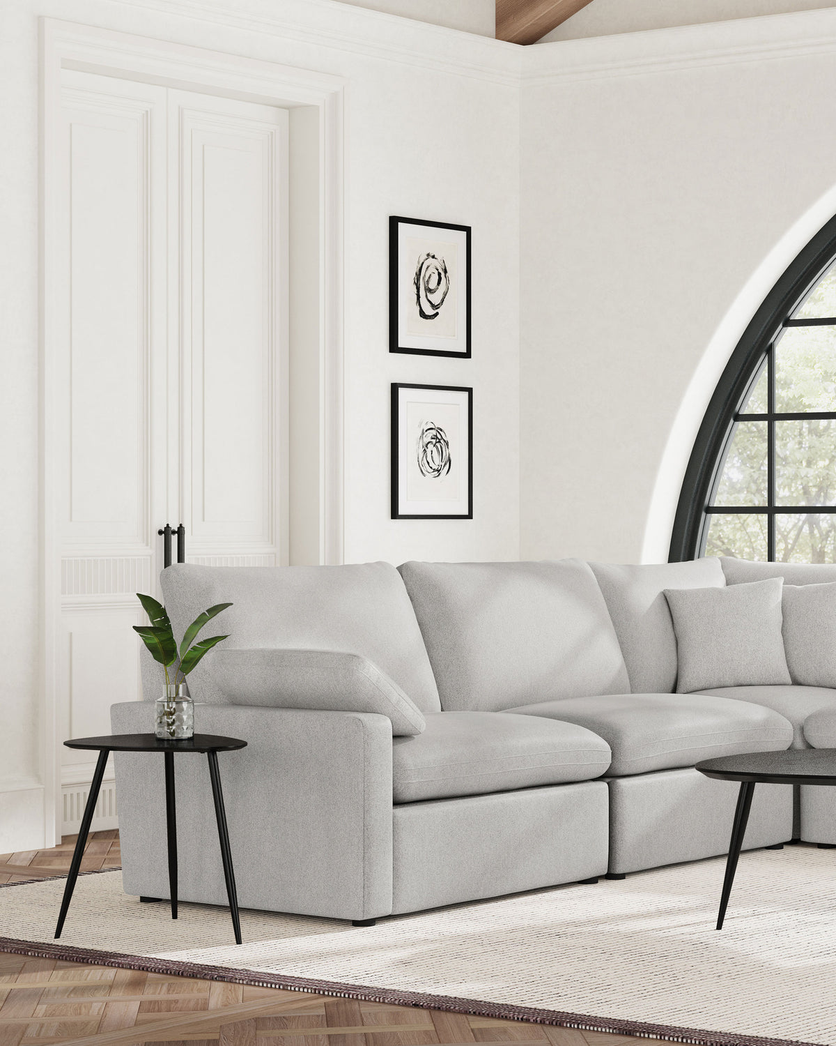 Collins Modular Power Recliner - Grey, Left Arm Facing