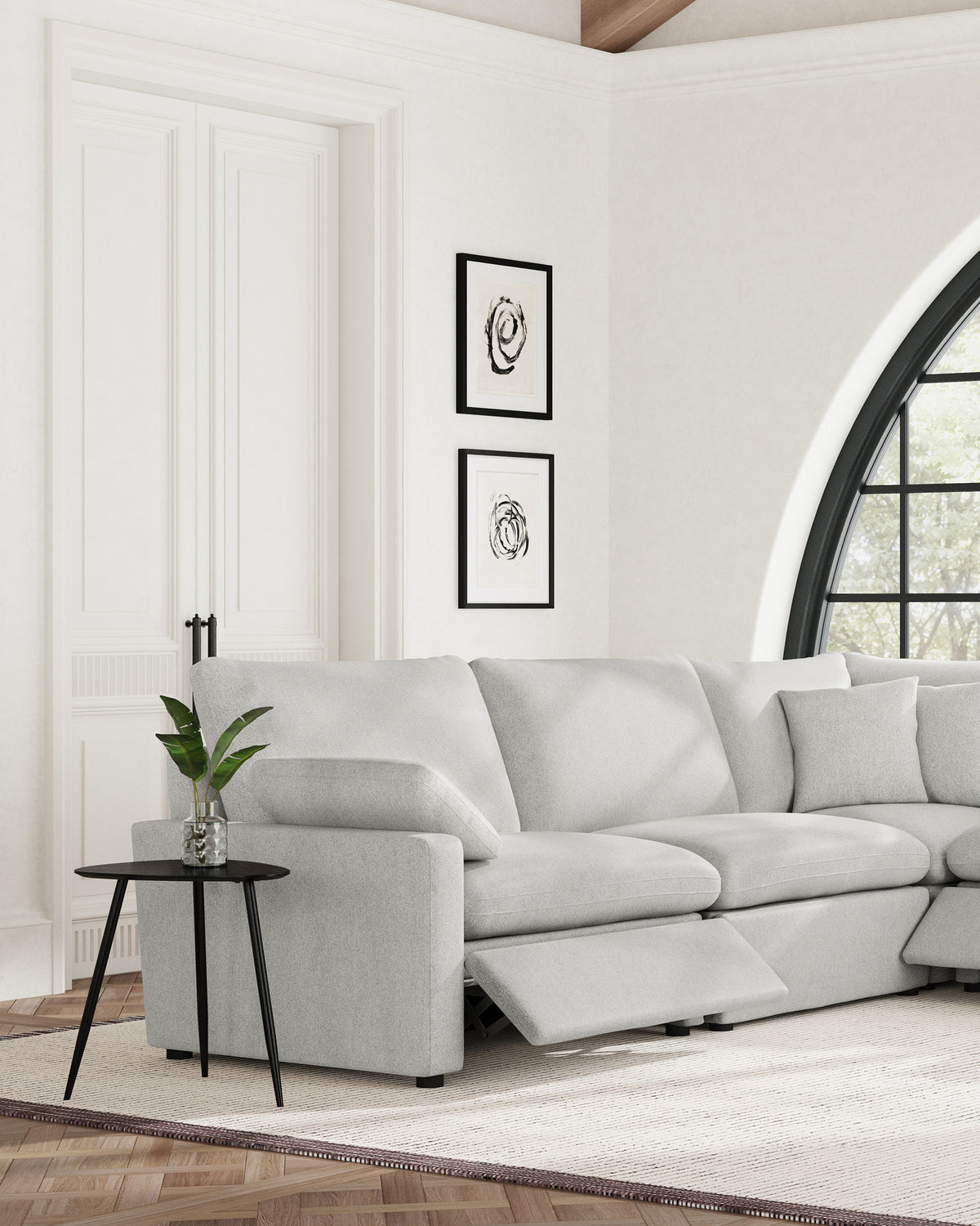 Collins Modular Power Recliner - Grey, Left Arm Facing