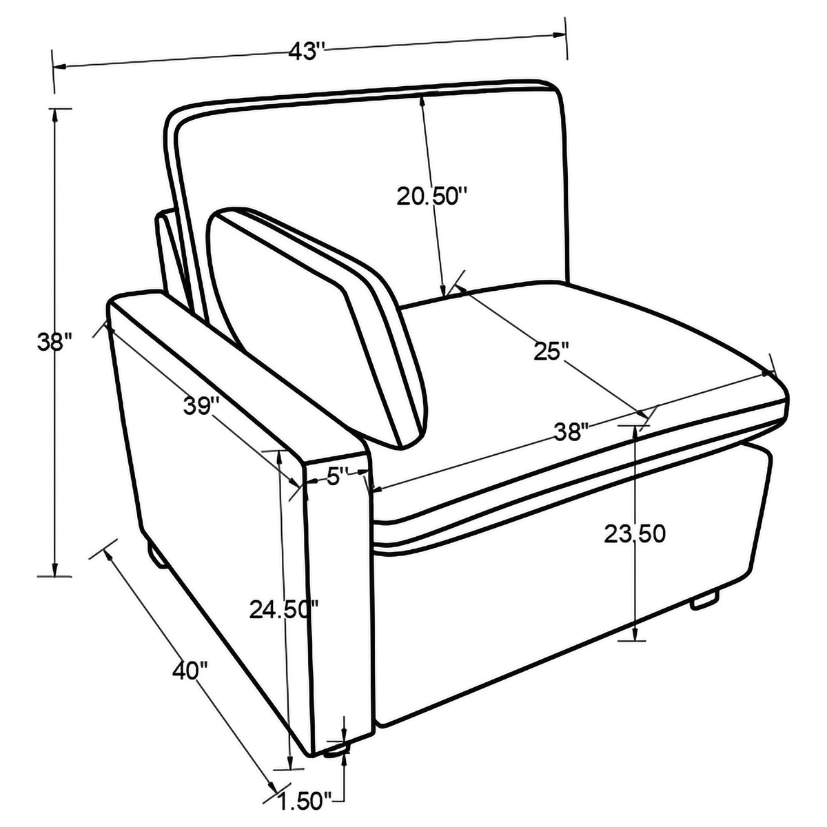 Collins Modular Power Recliner - Grey, Left Arm Facing