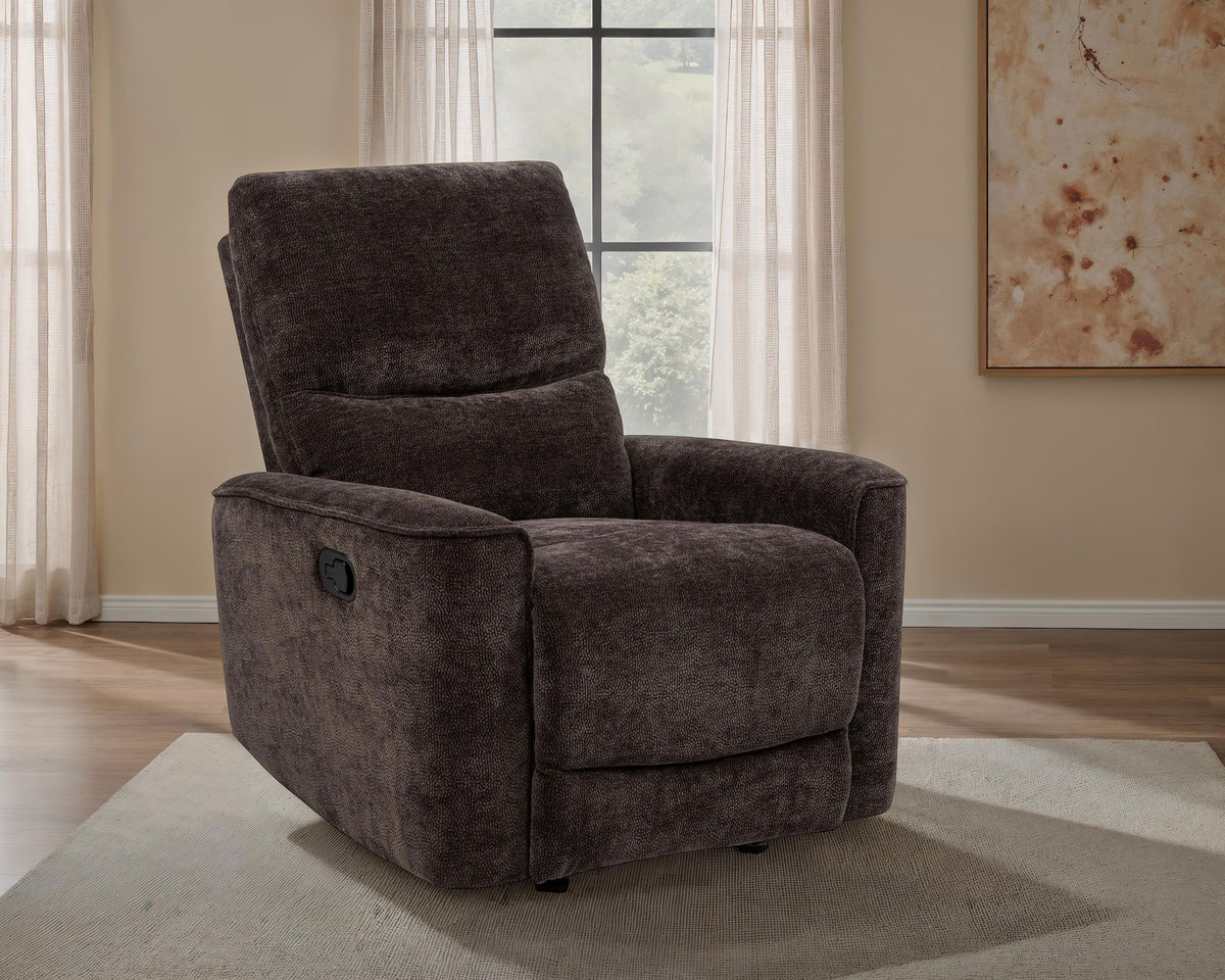 Navarro Chenille Upholstered Glider Recliner - Dark Brown