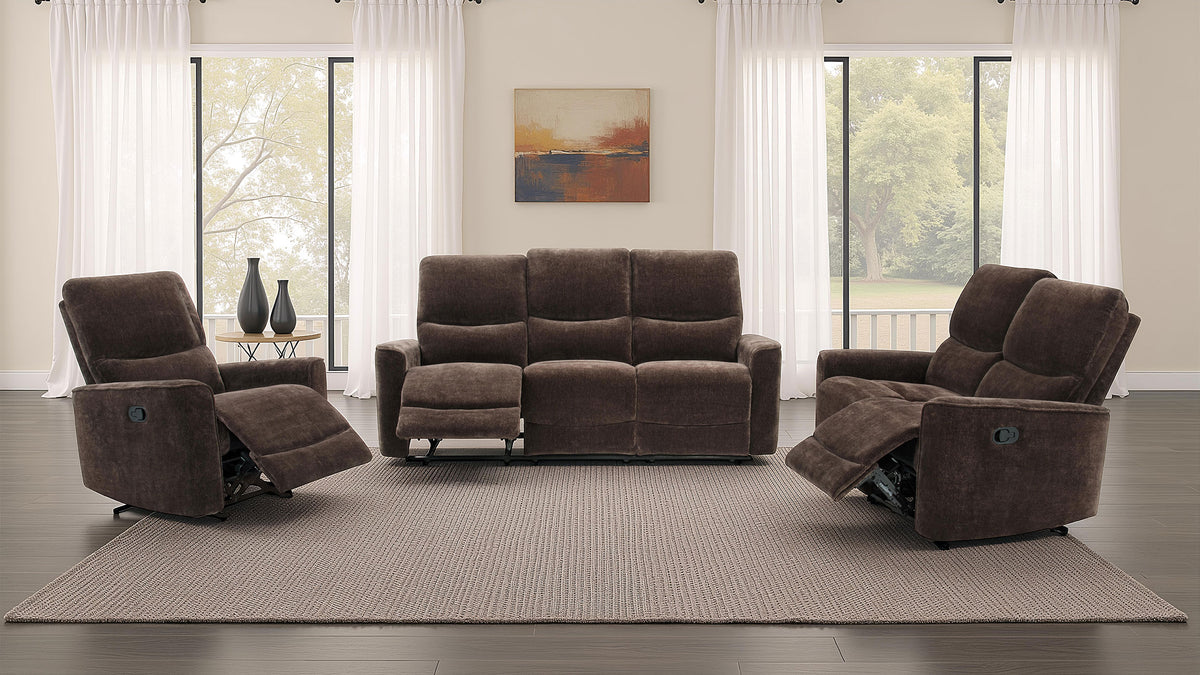 Navarro Chenille Upholstered Glider Recliner - Dark Brown