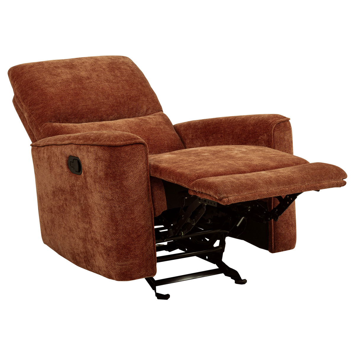 Navarro Chenille Upholstered Glider Recliner - Burnt Orange