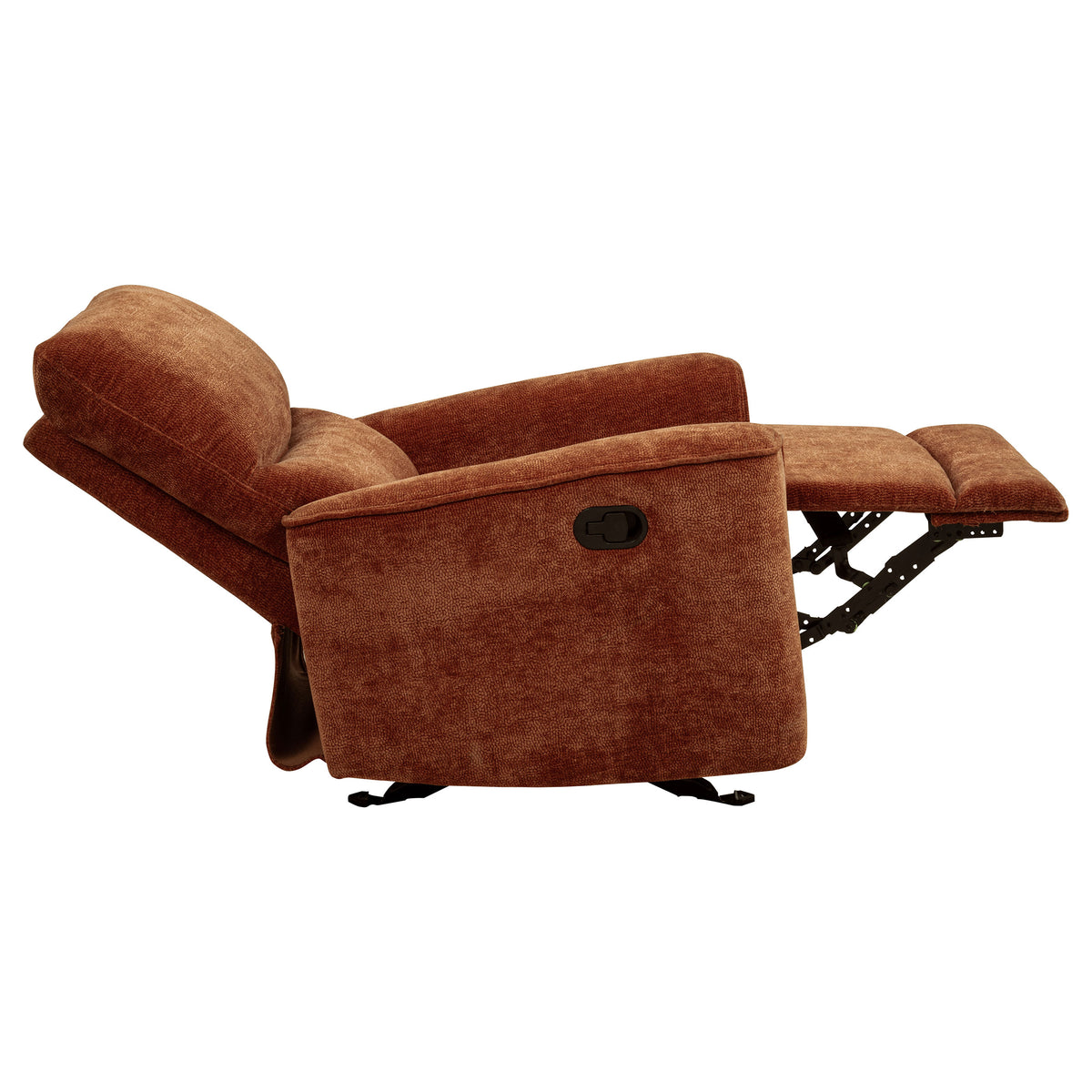 Navarro Chenille Upholstered Glider Recliner - Burnt Orange
