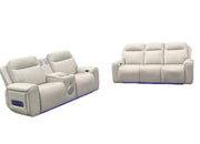 Rojas 2-Piece Dual Power Reclining Sofa Set with Drop-Down Console Greige