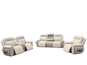 Rojas 3-Piece Dual Power Reclining Sofa Set with Drop-Down Console Greige