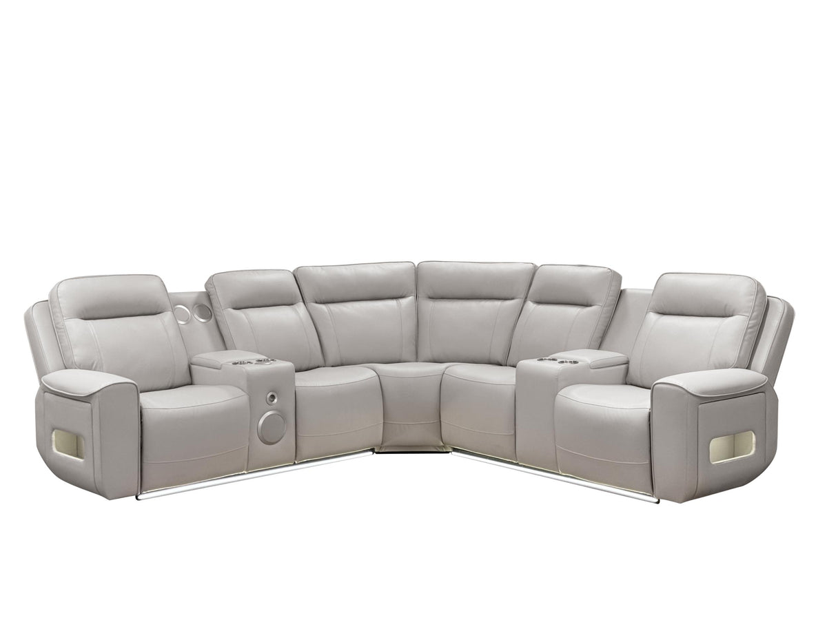 Rojas 3-Piece Dual Power L-Shaped Sectional Sofa with Bluetooth - Greige