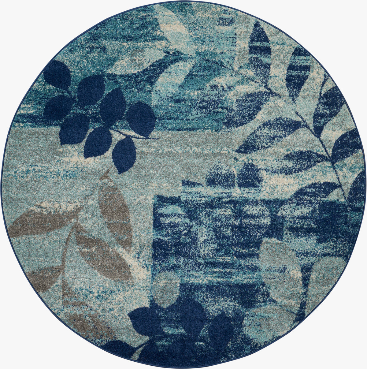 Tranquil TRA01 Navy Light Blue Rug - Round