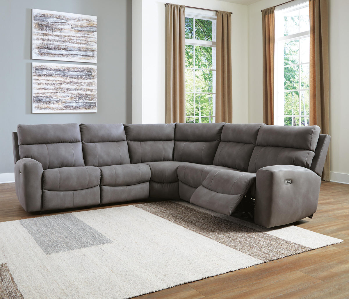 Next-Gen Durapella 5-Piece Power Reclining Sectional Microfiber