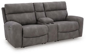 Next-Gen Durapella 3-Piece Power Reclining Sectional Loveseat with Console Microfiber