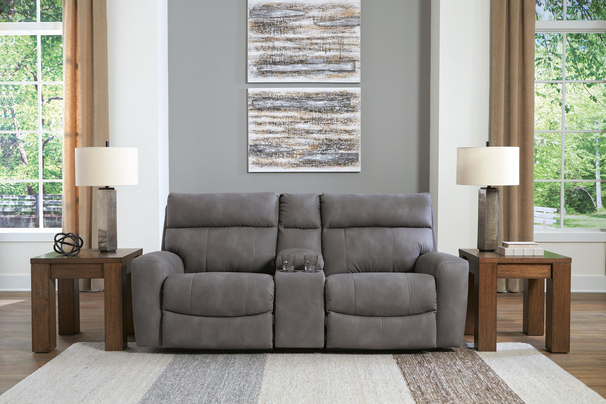 Next-Gen Durapella 3-Piece Power Reclining Sectional Loveseat with Console Microfiber