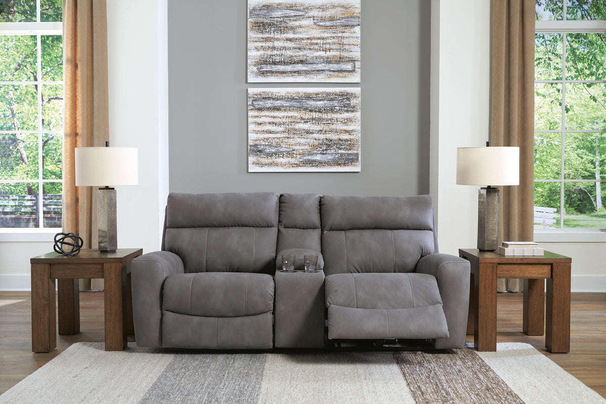 Next-Gen Durapella 3-Piece Power Reclining Sectional Loveseat with Console Microfiber