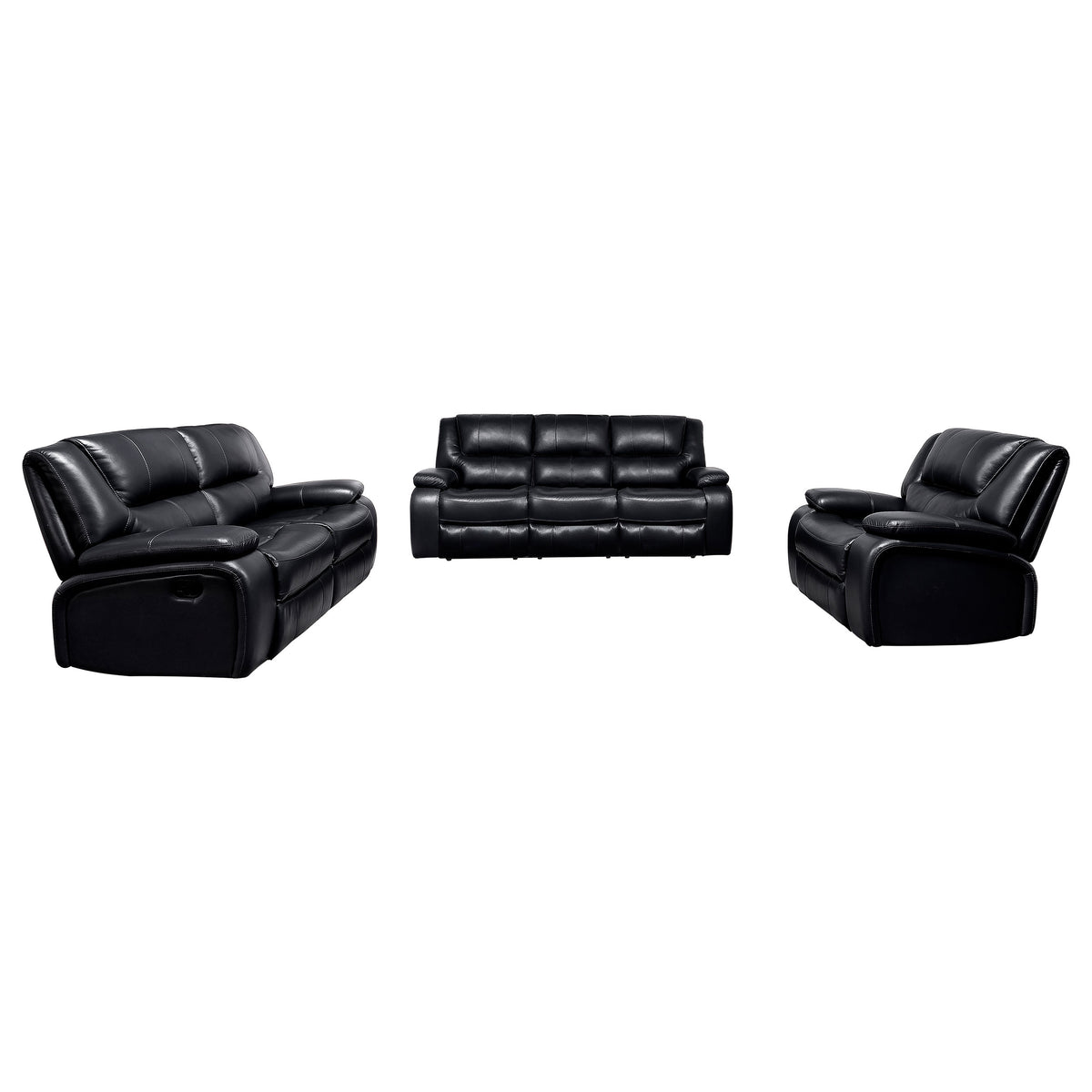 Camila 3-piece Upholstered Reclining Sofa Set - Black