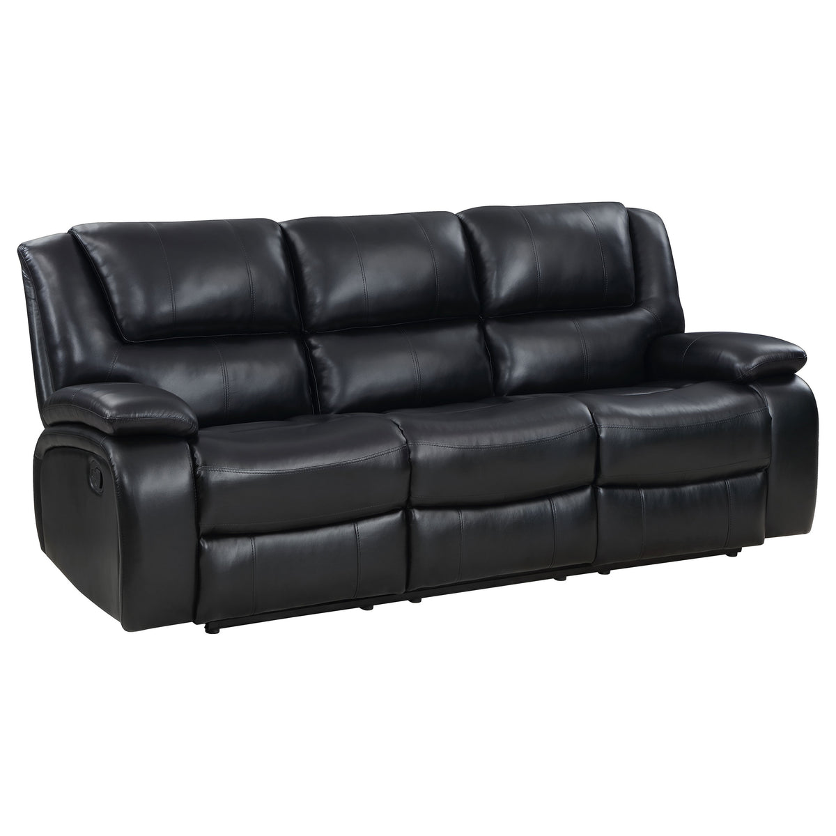 Camila Upholstered Motion Reclining Sofa - Black
