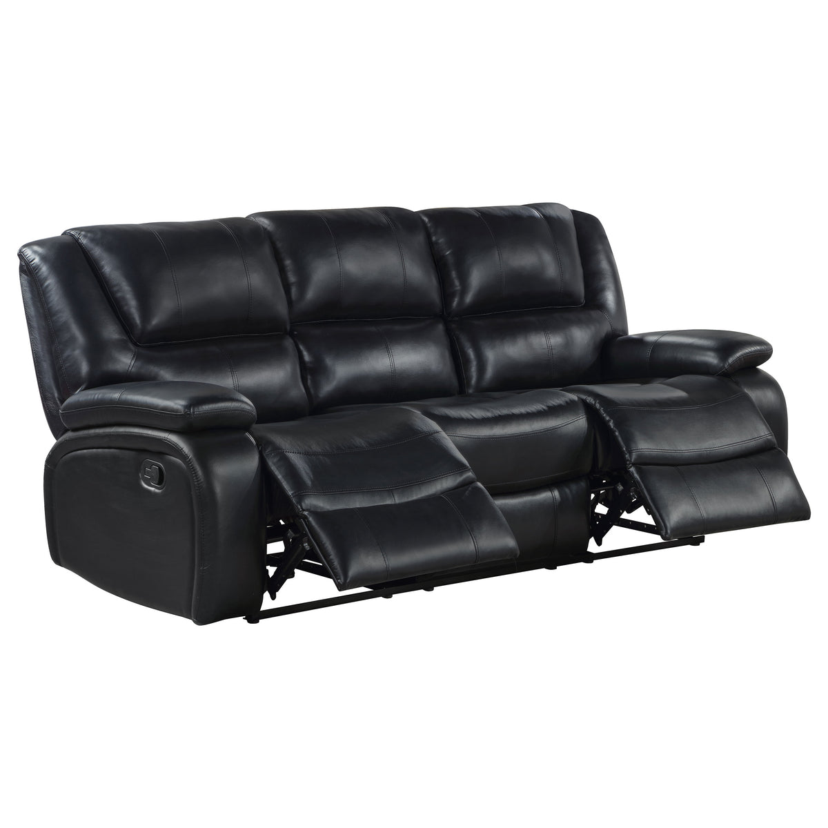 Camila Upholstered Motion Reclining Sofa - Black