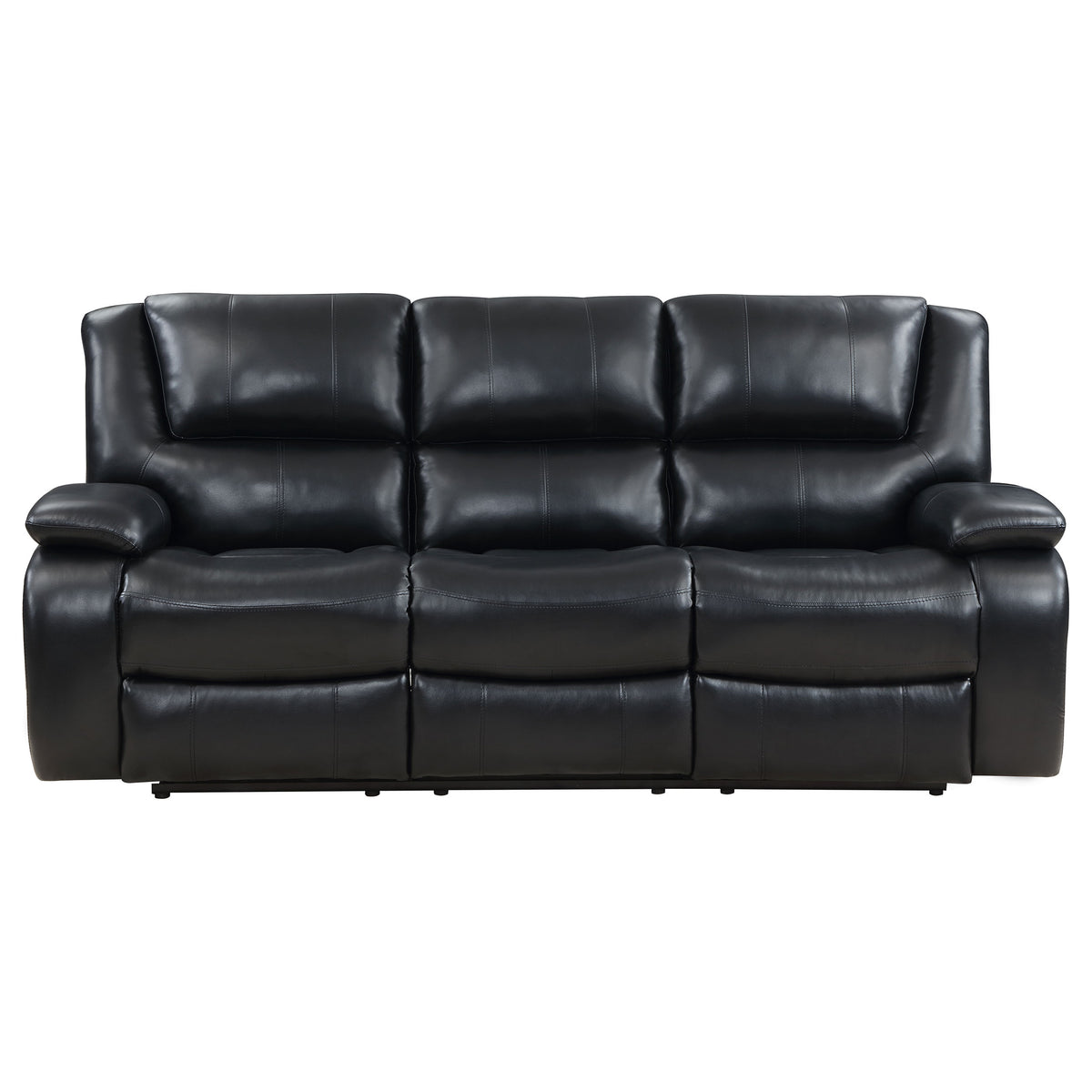 Camila Upholstered Motion Reclining Sofa - Black