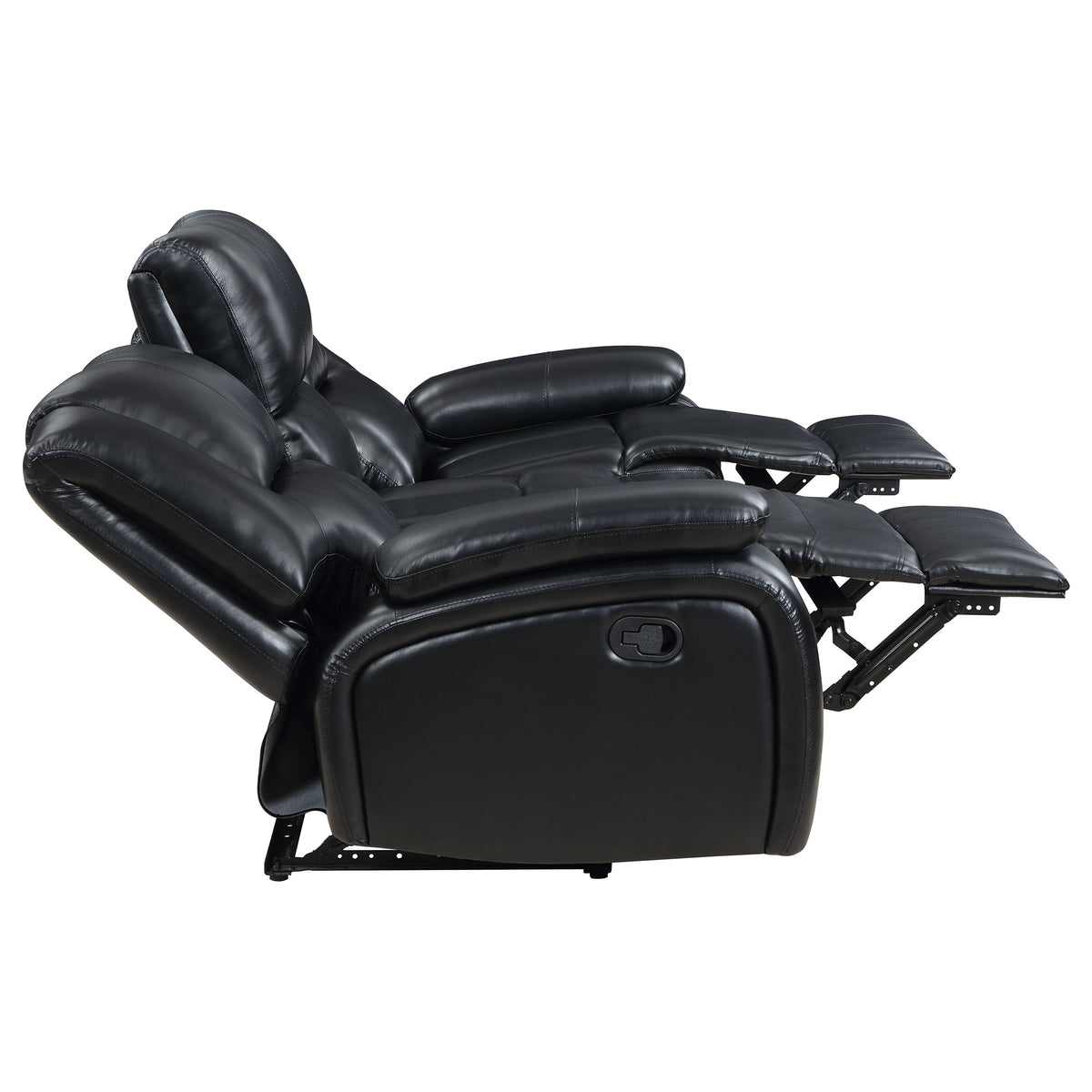 Camila Upholstered Motion Reclining Sofa - Black