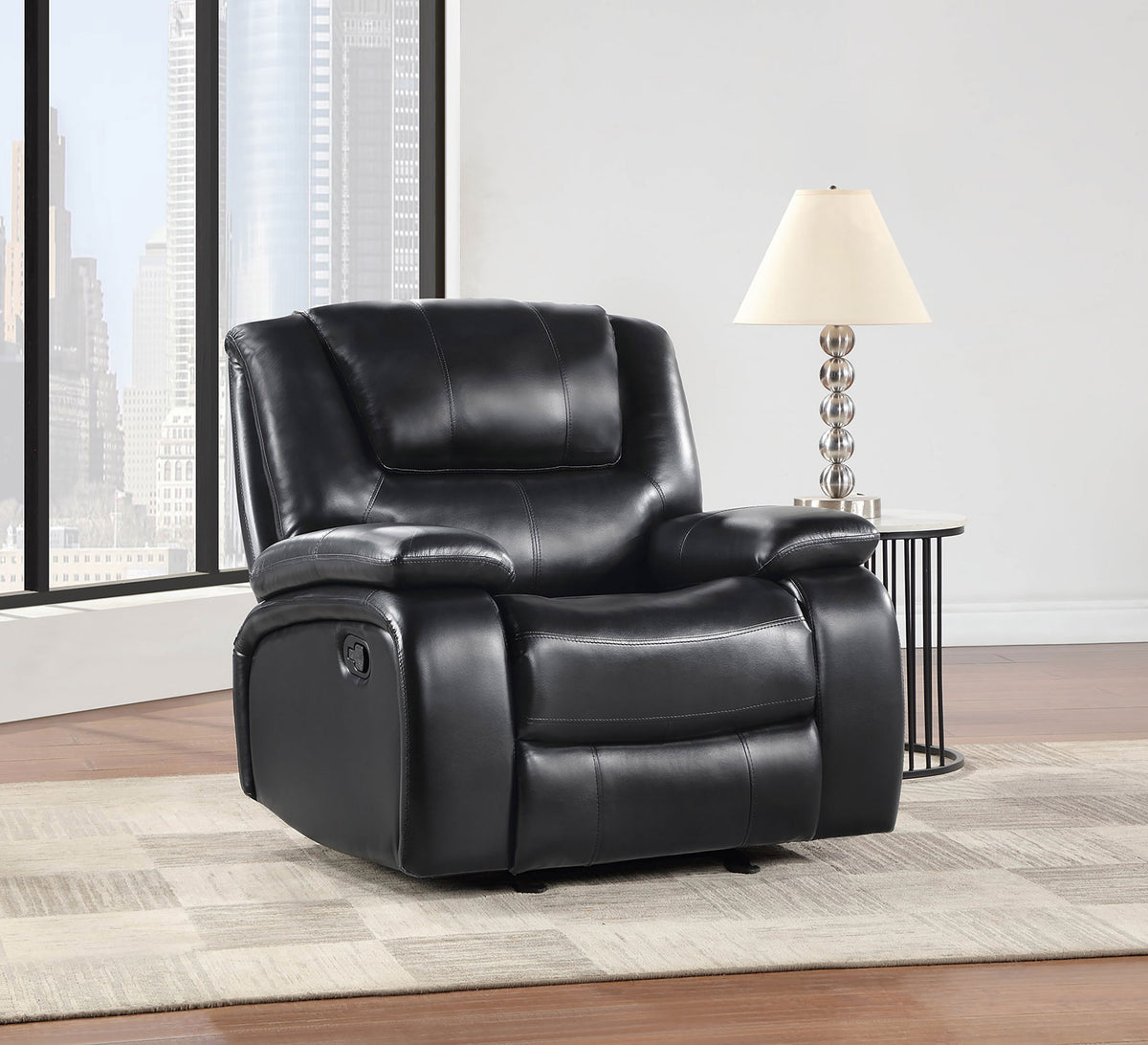 Camila Upholstered Glider Recliner Chair - Black