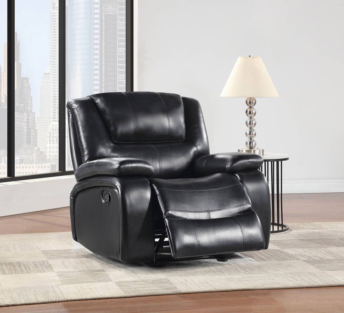 Camila Upholstered Glider Recliner Chair - Black