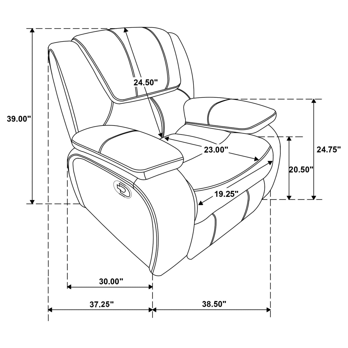 Camila Upholstered Glider Recliner Chair - Black