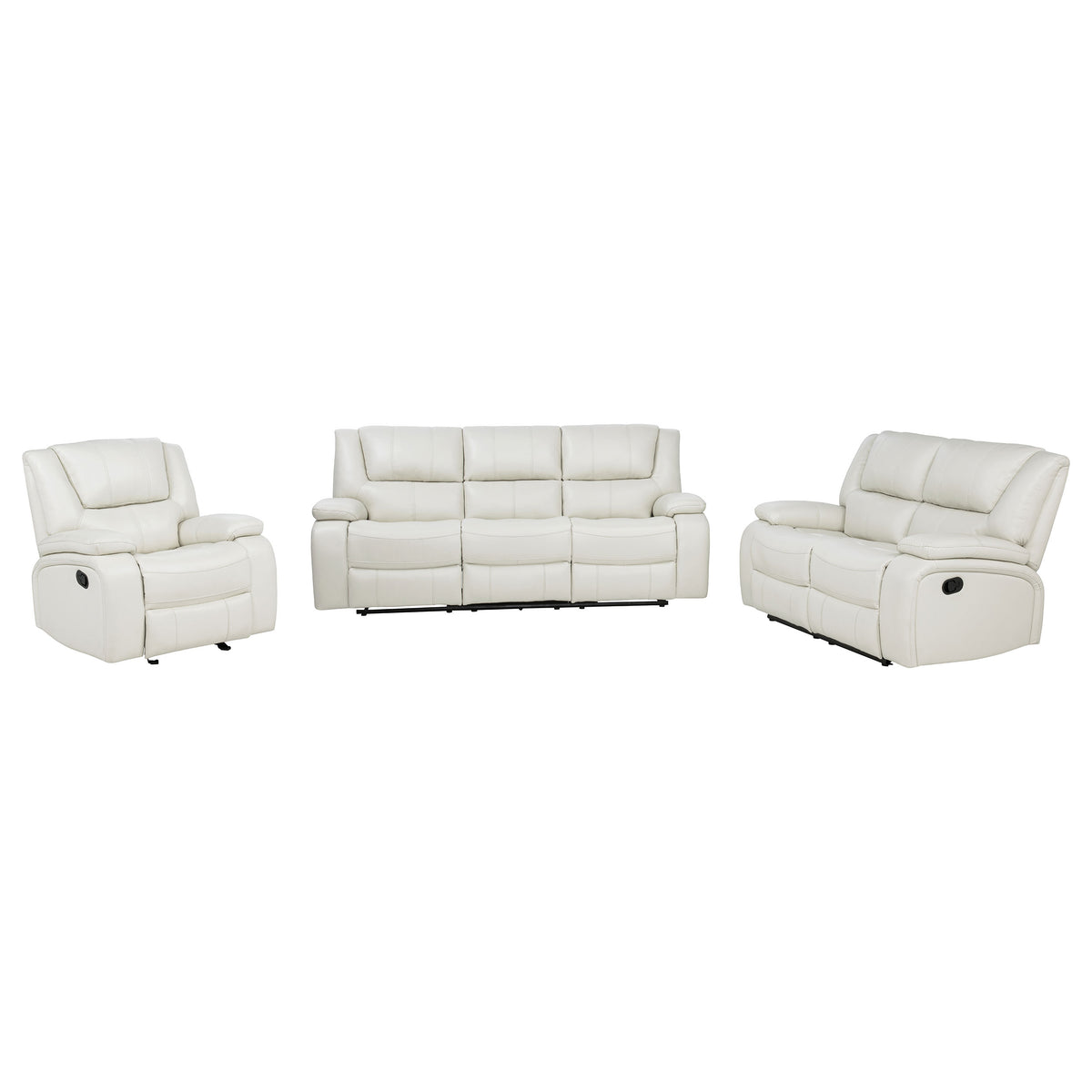 Camila 3-piece Upholstered Reclining Sofa Set - White